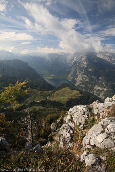 Berge Alpenland Naturbild mit Knigssee Blick vom Jenner