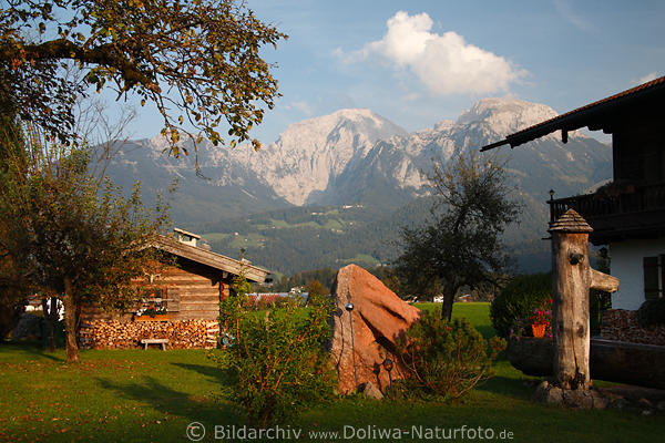 Oberschnauer romantische Gartenidylle Foto Dorf Ferienhaus mit Bergblick