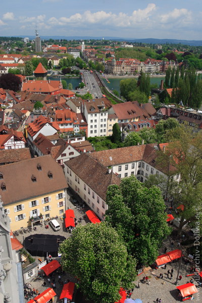 Luftbild Konstanz Niederburg Dcher Rheinbrcke Sternenplatz Nordblick vom Mnster