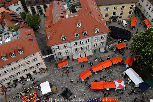 Mnsterplatz Dcher von oben Konstanz Marktstnde Besucher