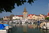 Hafen Lindau Mangturm alter Leuchtturm Bodensee Wasserboote Promenade-Hotels