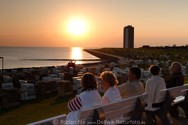 Bsumer Strand Panorama Meer-Sonnenuntergang Romantik Nordseekste Senioren, Urlaubsidylle, Landschaftsbild