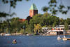 Ratzeburger Dom Foto Seeblick ber Wasser Ruderboot Ausflug grne Ufer Frhjahrsbild