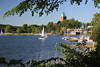 Ratzeburger See Frühlingsbild Wasser Segelboote Hafen grüne Ufer Panorama mit Dom Foto
