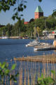 Ratzeburg See Ufer Schilf Landidyll Foto am Wasser Dom Turm ber Boote Naturbild