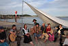 Piraten singen Lieder in Zelt Eckernfrde Sandstrand Lagerromantik am Meer-Wasser vor Leuchtturm