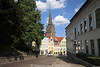 Nikolaikirche Reutergang in Flensburger Altstadt Gasse Spaziergang durch City-Landschaft