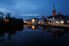 108255_Lübecker nächtliche Panorama am Wasser Obertrave Promenade & Altstadt Reiseromantik in Bild