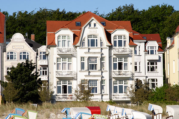 Usedomvilla Ostsee-Hotel Dora Bderarchitektur Meerufer Unterkunft Strandkrbe Urlaubsbild