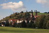 Wallfahrtsort Sankt Peter Kloster Fotopanorama Grünwiesen Schwarzwald Herbstlandschaft