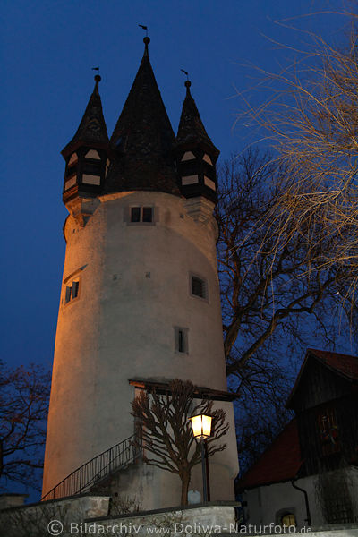 Malefizturm Nachtbild Lindauer Altstadt historischer Diebsturm