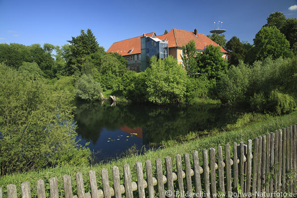 Elbschloss Bleckede Zaun um Wasser Grnufer Naturfoto Plakat-Bild