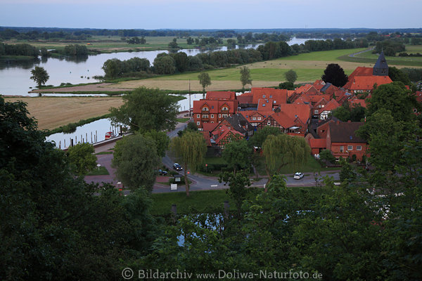 Hitzacker Elbe Stadt Fluss Bergsicht Wasser Luftbild Flachland Naturidylle