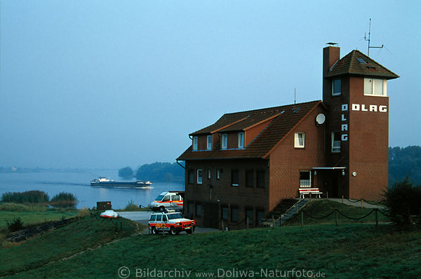 Hoopte DLRG-Elbhaus Fluss-Barke Schiff-Wasserblick
