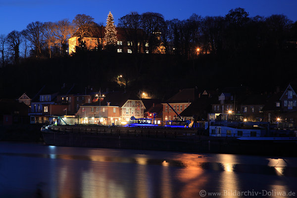 Elbnacht Lauenburg Hochufer Weihnachtsbaum Hafenstadt Nachtlichter