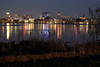 Hamburger Alster Nacht Skyline Foto Wasserufer Romantik Spiegelung Nachtlichter Bild