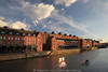 Speicherstadt Hamburg Wolken-Lichtstimmung Bild ber BacksteinFassaden am Fleetwasser