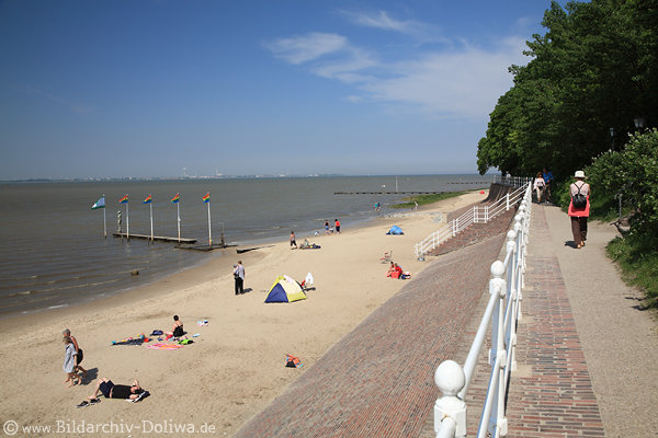Dangast Badestrand Meerpromenade Nordseebucht Jadebusen Foto Wasser Deich