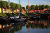 Carolinensiel Hafen Abendlicht Stimmung Bild Harle Deich Cafs Bume ber Wasser Boote Port