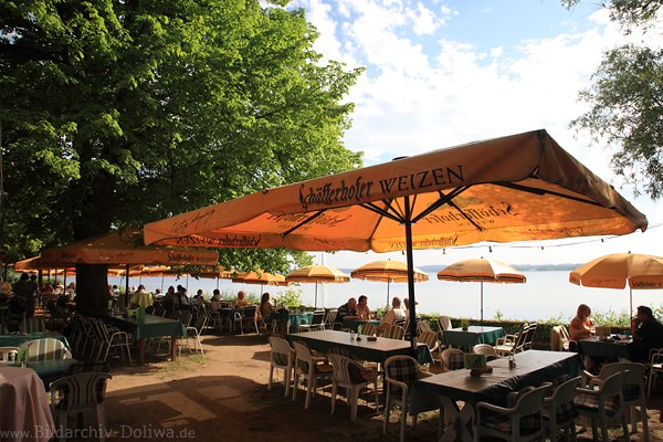 Seeterrasse Fhrhaus Rothenhusen Wasserufer Caf Sonnenschirme Urlauber Ferienidylle