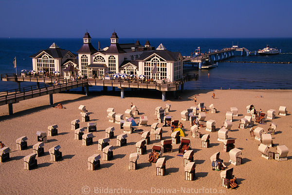 Sellin Seebrcke Ostsee-Strand-Krbe Insel Rgen Wassermole Pfahlbau